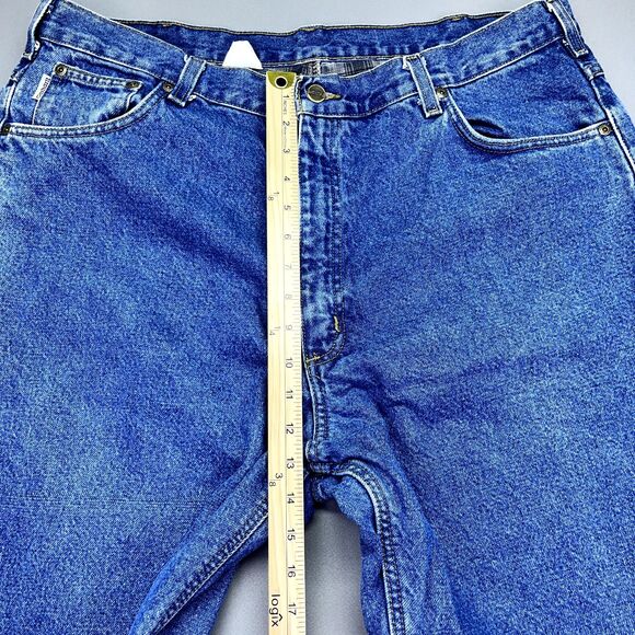 Vintage Carhartt Jeans B17 Relaxed Fit Blue Mens 38 Denim Zip Logo - Picture 7 of 16